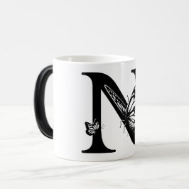 Taza Mágica N Alphabet black butterfly