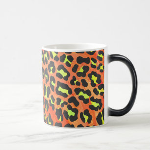 Taza Mágica Naranja leopardo e impresión amarilla