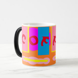 Taza Mágica naranja pastel de limón rosa con logotipo café