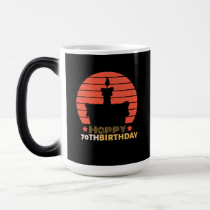Taza Mágica naranja rojo vintage amarillo feliz pastel de 70 a