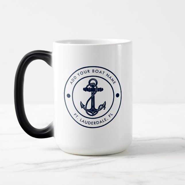 Taza Mágica Nautical Anchor Boat Name Custom (Izquierda)