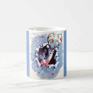 Taza Mágica Navidad azul del reno del vintage dulce estupendo