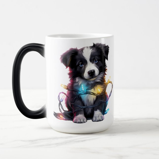TAZA MÁGICA NAVIDADES ADORABLES BORDE COLLIE PUPPY PERRO (Izquierda)