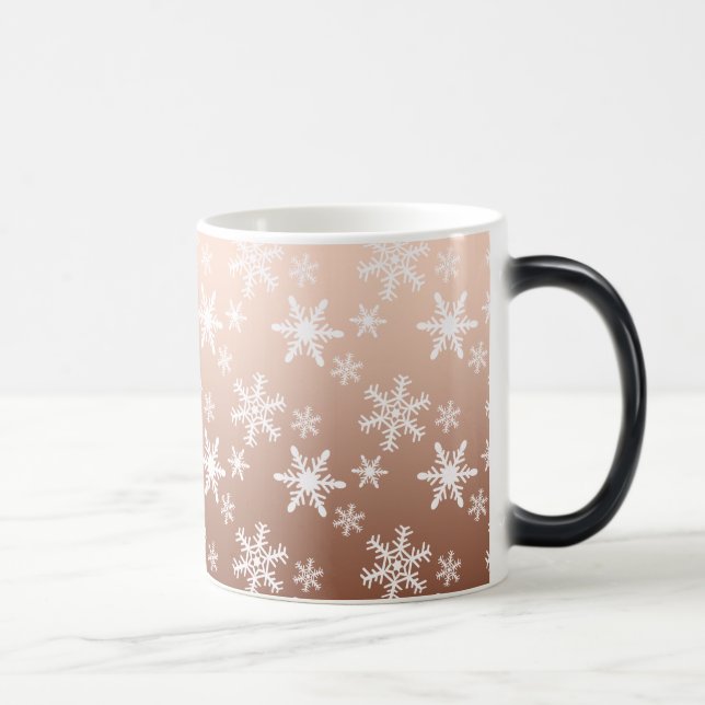 Taza Mágica Navidades de copos de nieve blancos de oro (Derecha)