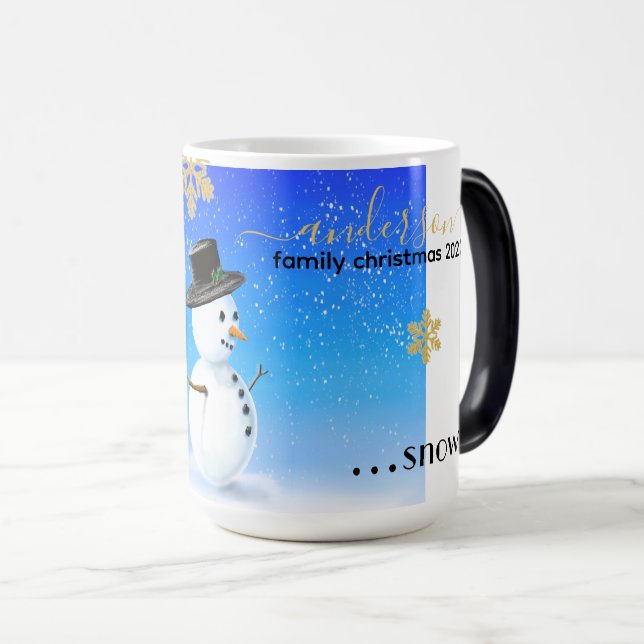 Taza Mágica Navidades de familia con muñecos de nieve (Anverso derecho)