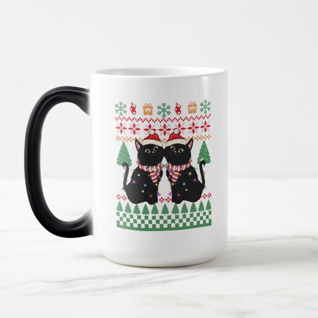Taza Mágica Navidades de gatos divertidos alumbran gatos que a (Izquierda)