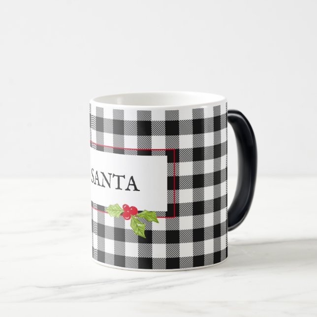 Taza Mágica NAVIDADES de SANTA Plaid Holly Classic Festividad (Anverso derecho)