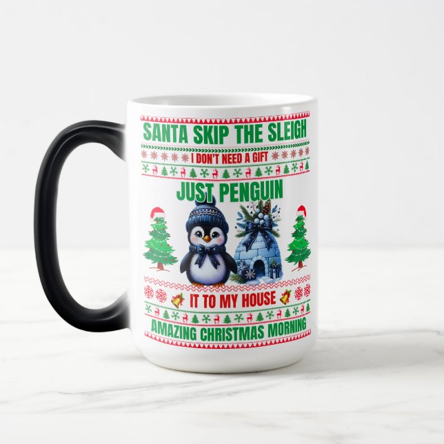 Taza Mágica Navidades Feliz Navidad Por Pingüino Regalo (Izquierda)