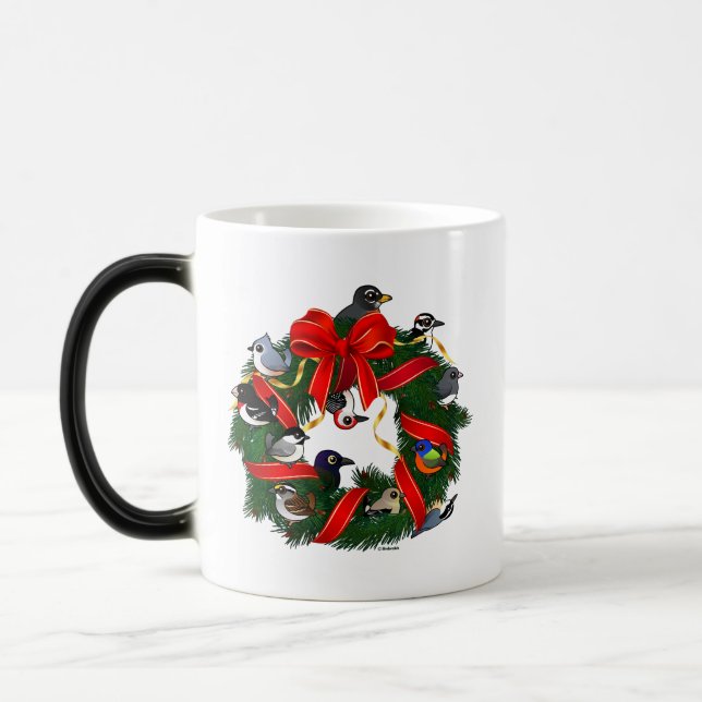Taza Mágica Nd. Aves de patio trasero Birdorable Navidades Wre (Izquierda)
