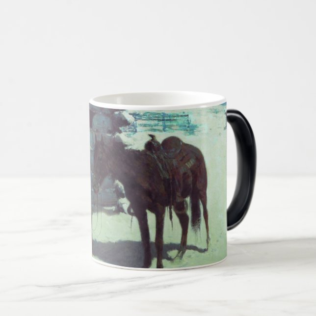 Taza Mágica Nieve de invierno de caballos y bovinas (Anverso derecho)