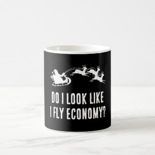 Taza Mágica Nochebuena divertida de Santa Merry - ¿Vuelo econo