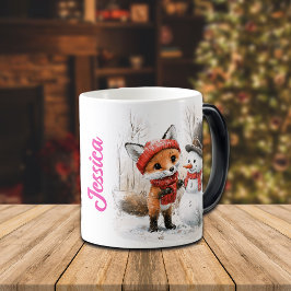 Taza Mágica Nombre personalizado Bebé Fox y Snowman