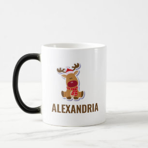 Taza Mágica Nombre personalizado de los Navidades de renos de
