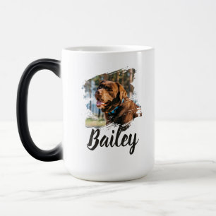 Taza Mágica Nombre y foto de mascota con tipografía moderna y