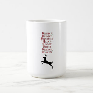 Taza Mágica Nombres de renos Rudolph, cometa, reno blixen