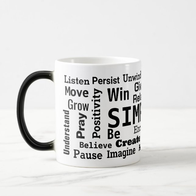 Taza Mágica Nube De Palabras Motivadora En Blanco (Izquierda)