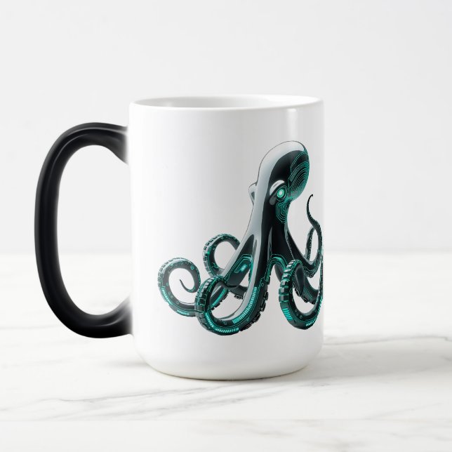 Taza Mágica Octopus Robótico - Diseño Futurista de Creatura Te (Izquierda)