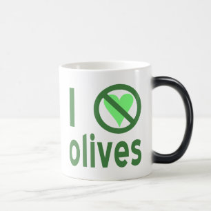 Taza Mágica Odio las aceitunas No al verde