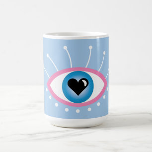 Taza Mágica Ojo Malvado Griego Con Ojos Azul Rosa