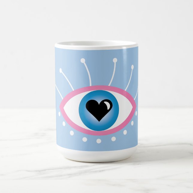 Taza Mágica Ojo Malvado Griego Con Ojos Azul Rosa (Centro)