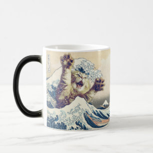 Taza Mágica Ola de Gato Gigante - La gran ola de Kanagawa