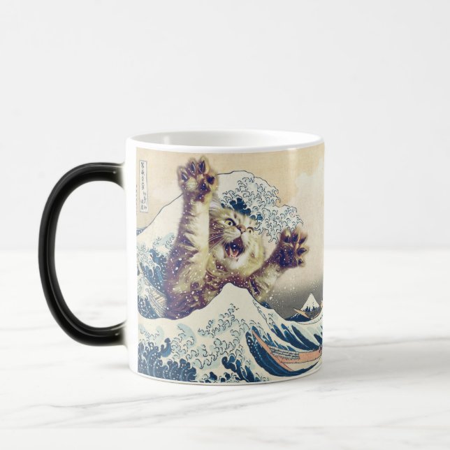 Taza Mágica Ola de Gato Gigante - La gran ola de Kanagawa (Izquierda)