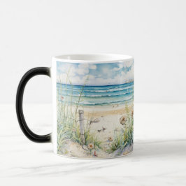 Taza Mágica Olas oceánicas y pintura de arte floreciente