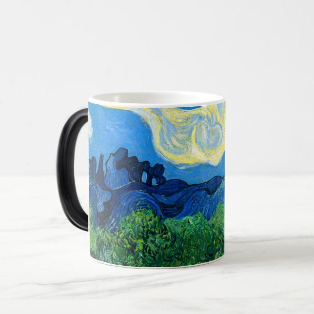 Taza Mágica Olivos Van Gogh en un paisaje montañoso (Anverso izquierdo)