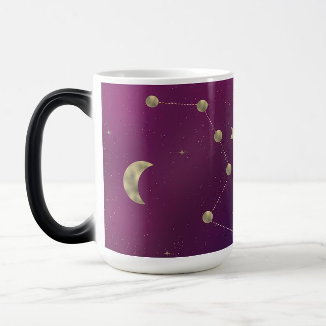 Taza Mágica Ombre Constellation Galaxy Purple Faux Gold Stars (Izquierda)