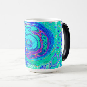 Taza Mágica Onda Líquida Azul y Verde Oceánica Abstracta Groov