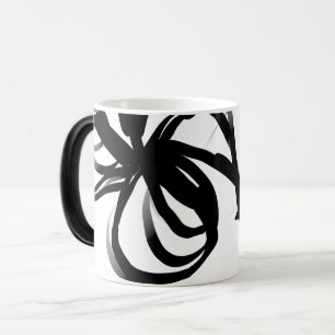 Taza Mágica Orquídea en blanco y negro abstracto