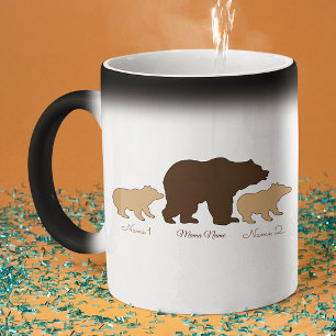 Taza Mágica Oso Mamá Personalizado Con 2 Nombres De Hijos Rega