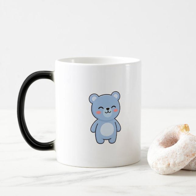 Taza Mágica Oso Relajado Estilo Kawaii Mínimo (Con donut)