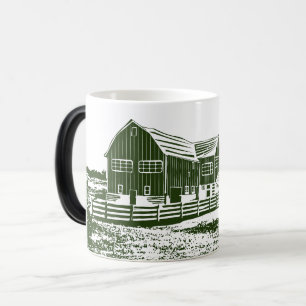 Taza Mágica Paisaje campestre estilo madera casa de campo
