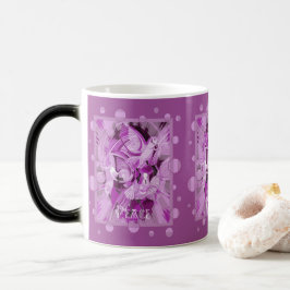 Taza Mágica Paloma con texto de paz celta en tonos lila