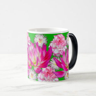 Taza Mágica Pancarta de flores de Dahlia, Dianthus y Bellis