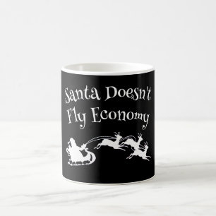Taza Mágica Papá Noel no viaja en economía, regalo de Navidade