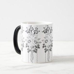Taza Mágica Papel pintado barroco ramo de flores gris