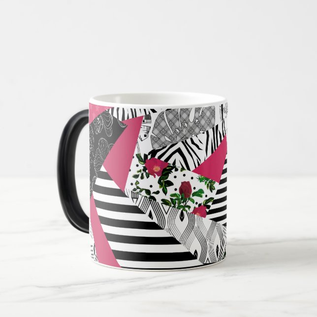 Taza Mágica parche rojo, popular, cojín de patchwork (Anverso izquierdo)