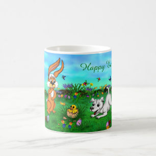 Taza Mágica Pascua: Conejo de cachorros y polluelo