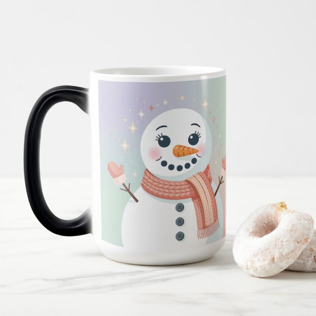 Taza Mágica Pastel White Snowman Morphing Mug (Con donut)