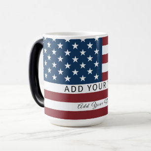 Taza Mágica Patriotic US Flag Custom Text Name