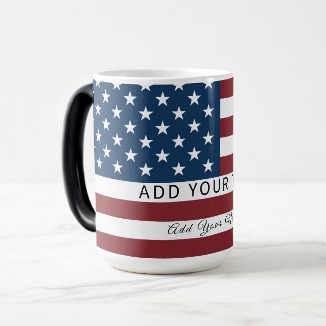 Taza Mágica Patriotic US Flag Custom Text Name  (Anverso izquierdo)