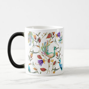 Taza Mágica Patrón con pavo real y flores pavo real