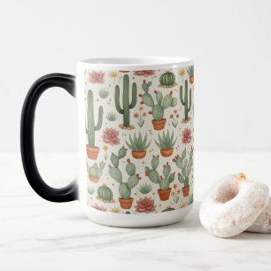 Taza Mágica Patrón continuo de cactus suculentos del desierto