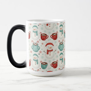Taza Mágica Patrón continuo de Navidad con muñeco de nieve y c