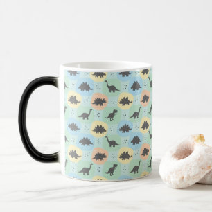Taza Mágica Patrón continuo de silueta de dinosaurio prehistór