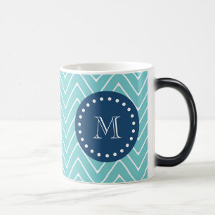 Taza Mágica Patrón de cheurón Verde azulado azul de la marin