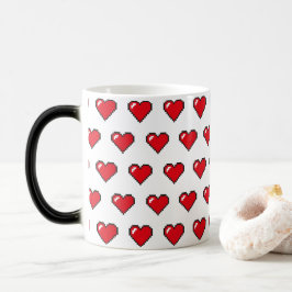 Taza Mágica Patrón de corazón de píxel rojo de 8 bits