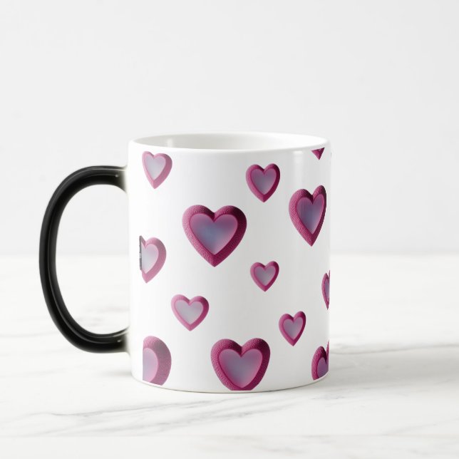 Taza Mágica Patrón de corazones rosados 3D - Romántico (Izquierda)